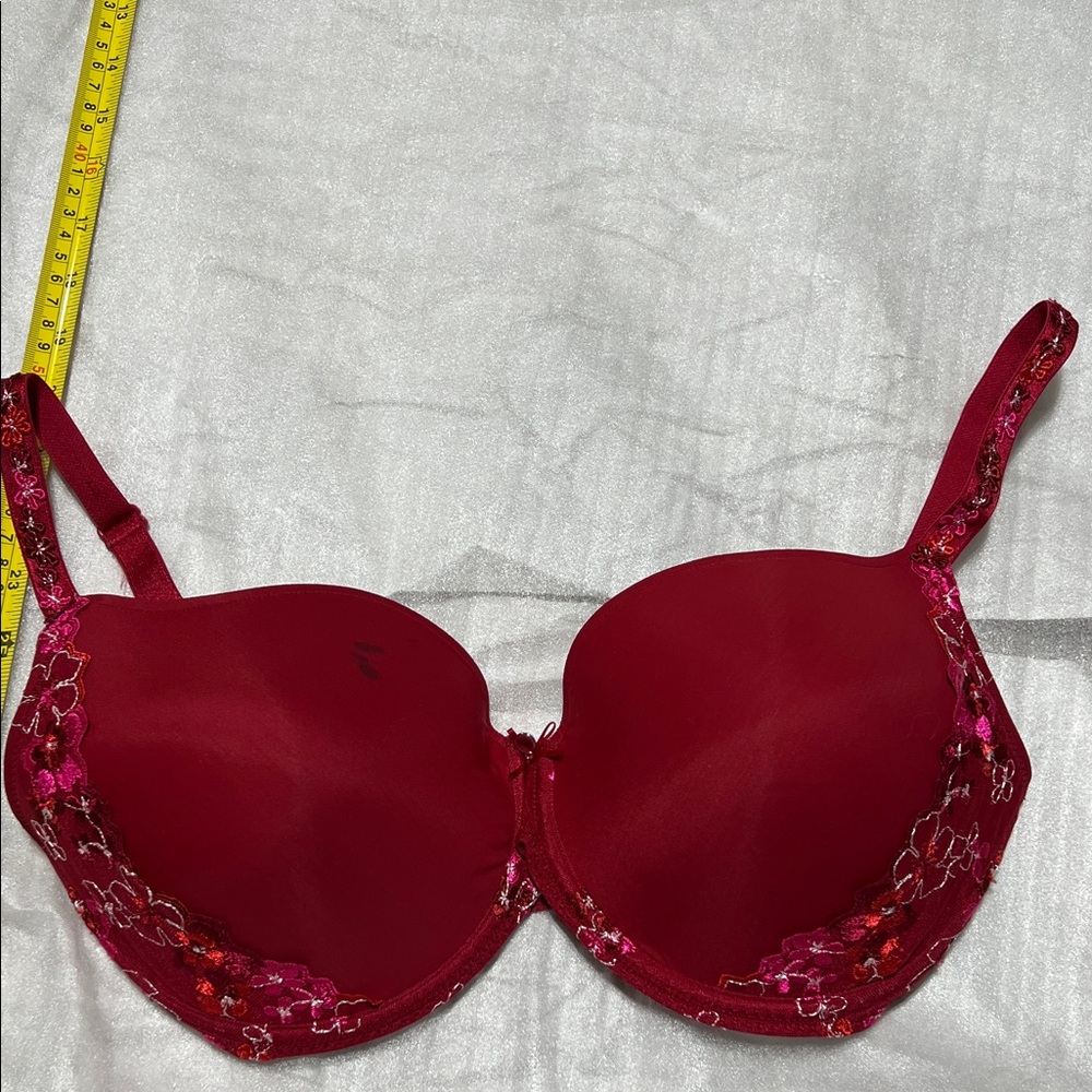 Elegant Deep Red Lace Bra